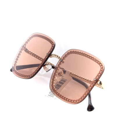 Chanel Metal Removable Chain Square Sunglasses 4244 Light Brown 8 of 9