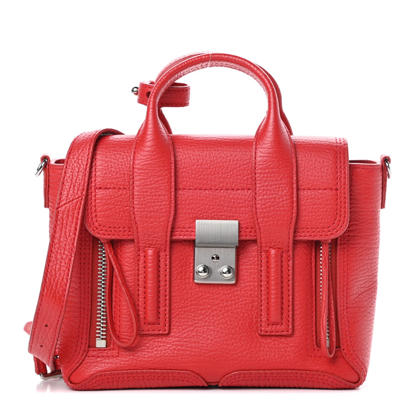 Textured Calfskin Mini Pashli Satchel Red