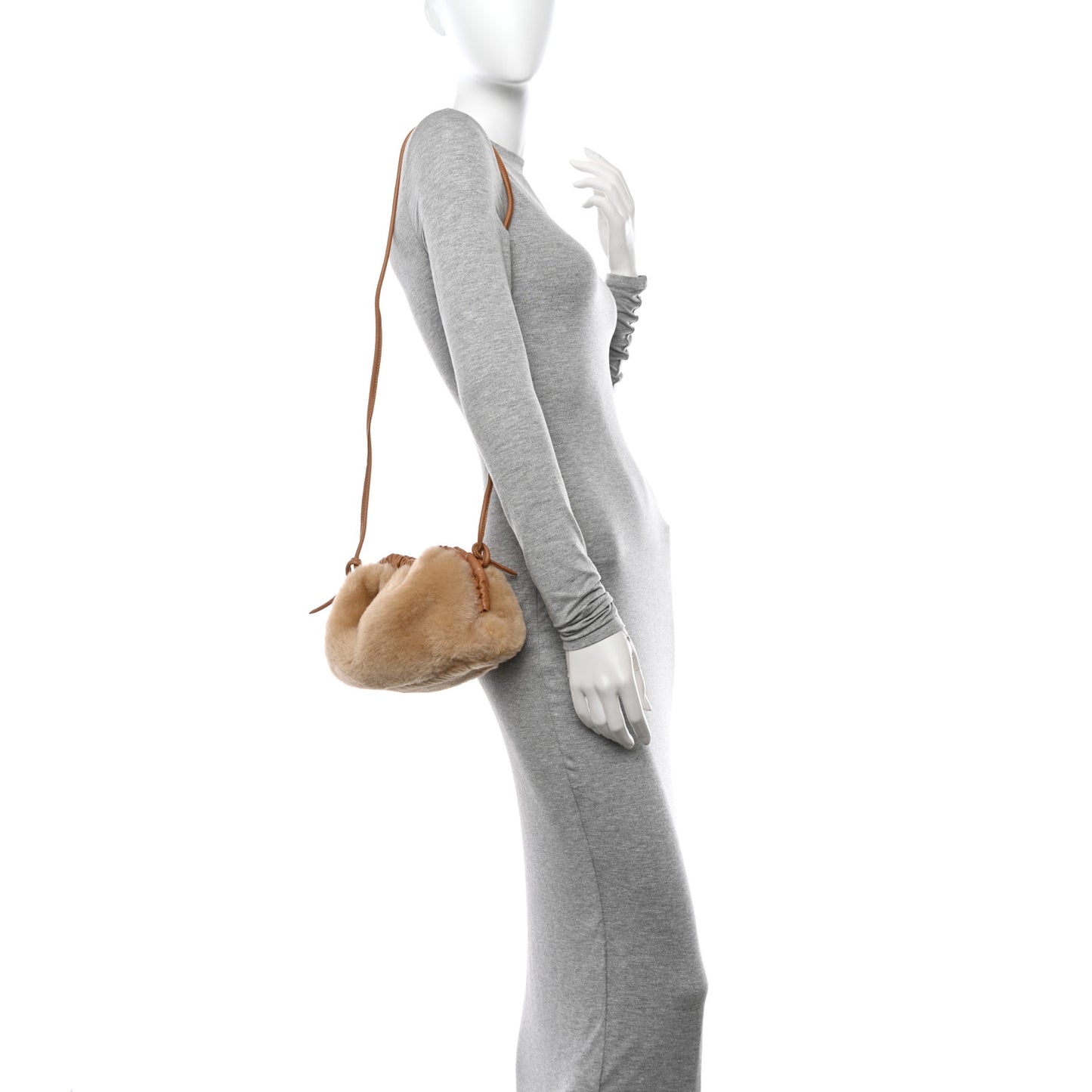 Shearling Mini Cloud Clutch Natural