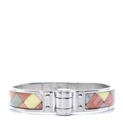 Hermes Enamel Printed Narrow Bolduc Au Carre Hinged Bracelet S Romantique 1 of 5