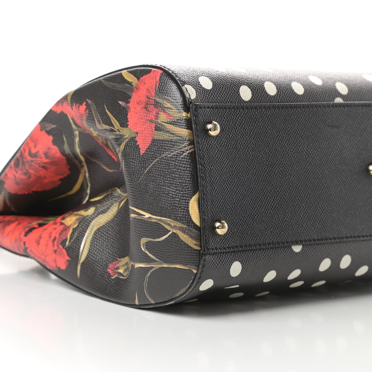 Dauphine Polka Dot Floral Print Medium Miss Sicily Satchel Black