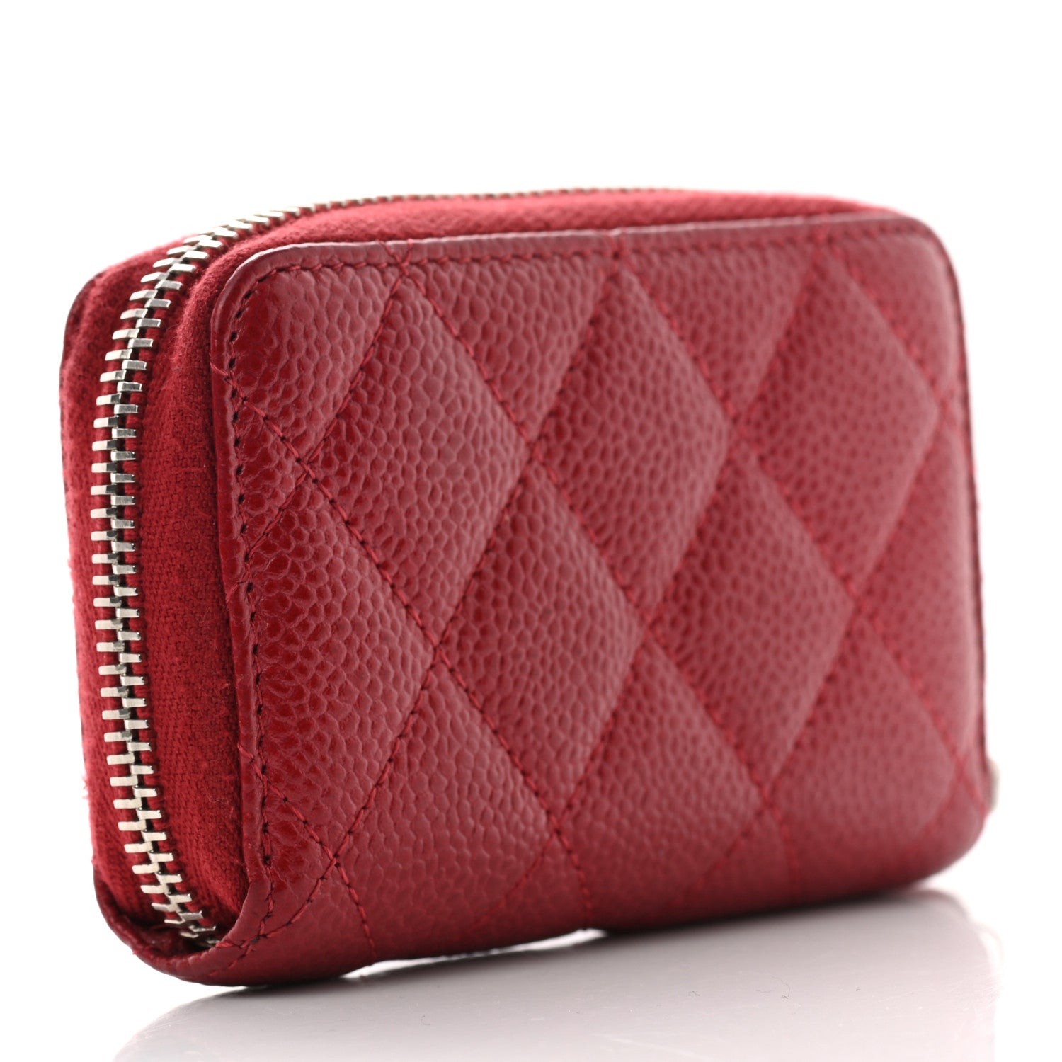 Chanel Metallic Caviar Quilted Zip Coin Purse Dark Pink 3 of 8