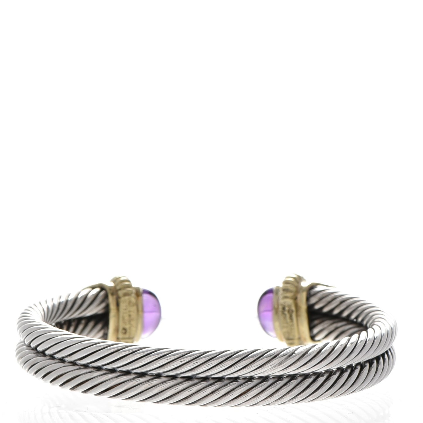 Sterling Silver 14K Yellow Gold Amethyst Green Onyx Double Cuff