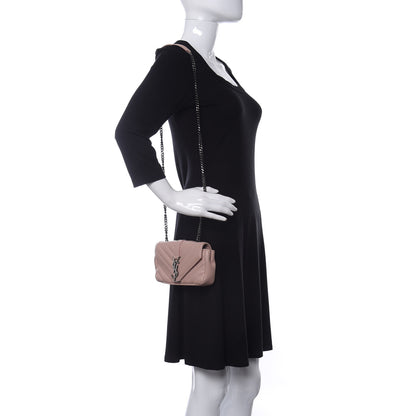 Saint Laurent Sheepskin Matelasse Monogram Classic Baby Chain Pale Pink Bag 2 of 13