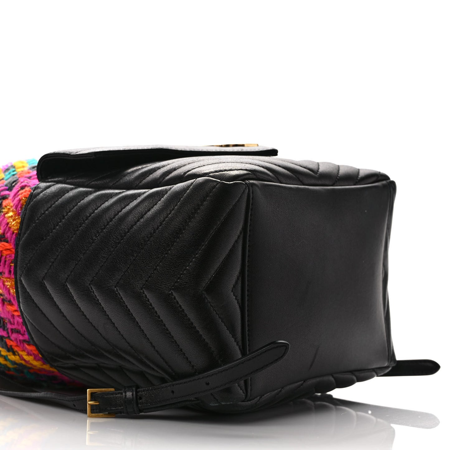 Tweed Lambskin Matelasse Monogram Joe Backpack Black Rosso Multicolor
