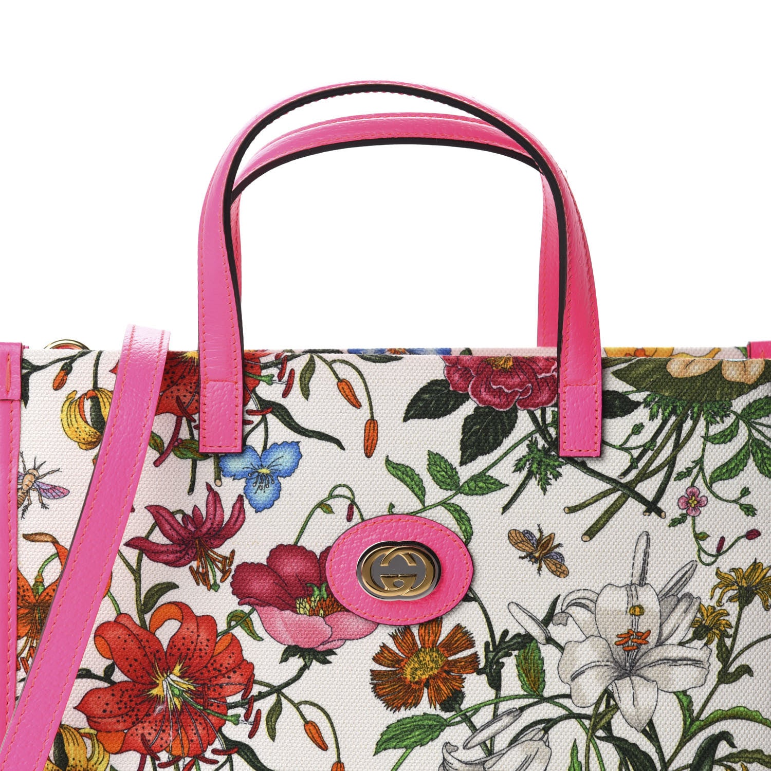 Gucci Canvas Medium Flora Tote Fuchsia 11 of 11