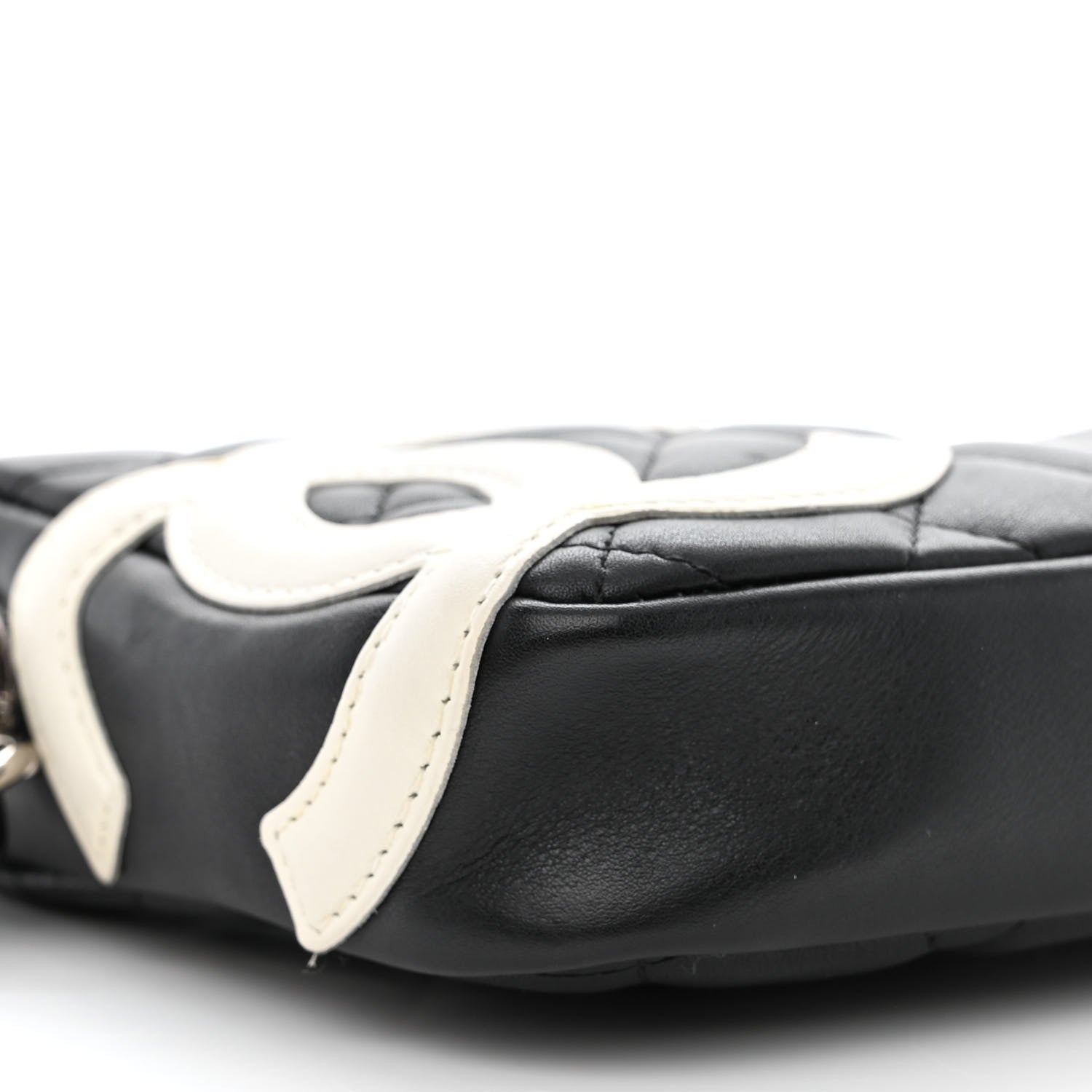 Chanel Calfskin Quilted Cambon Pochette Black White 10 of 11