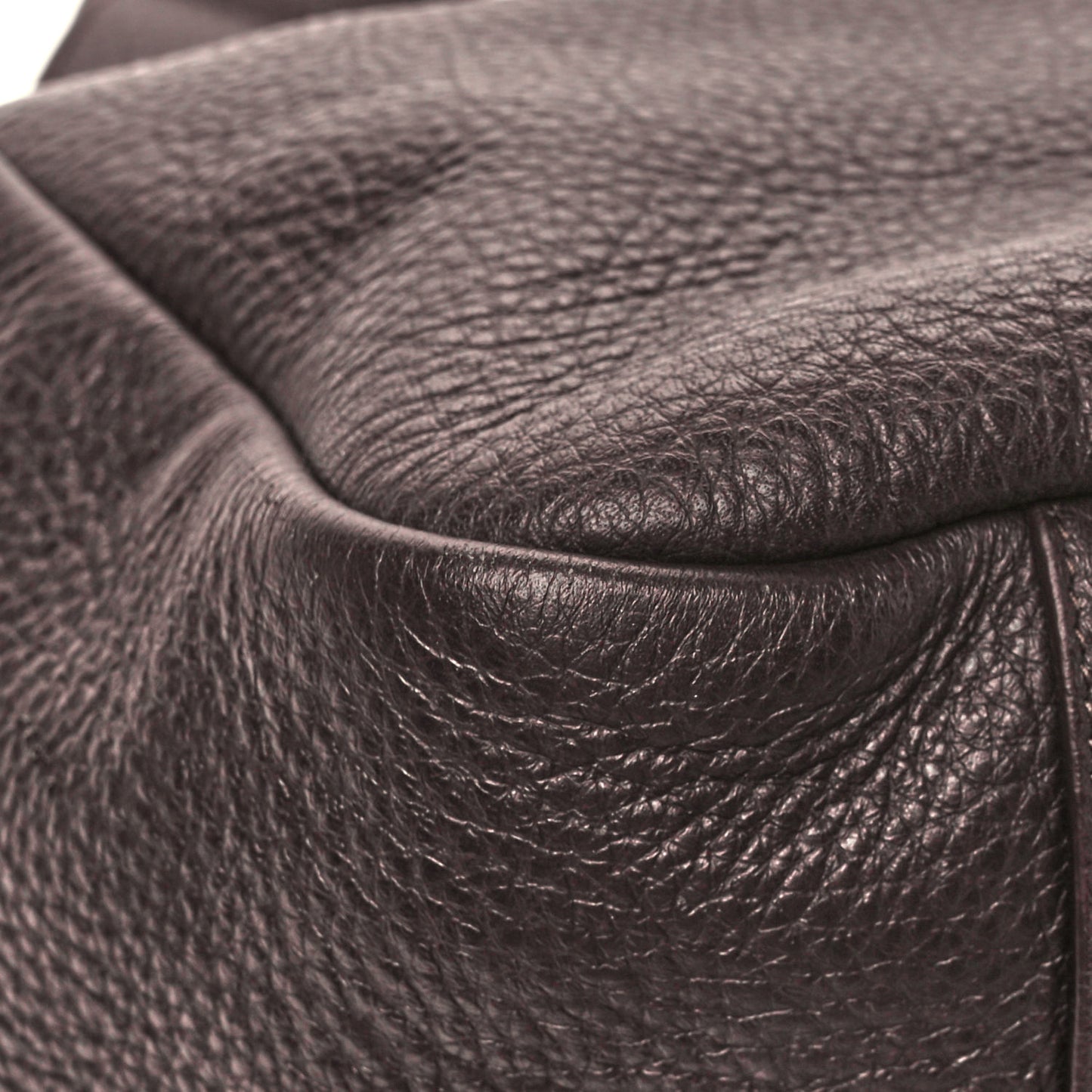 Grained Deerskin Bea Tote Marron Fonce