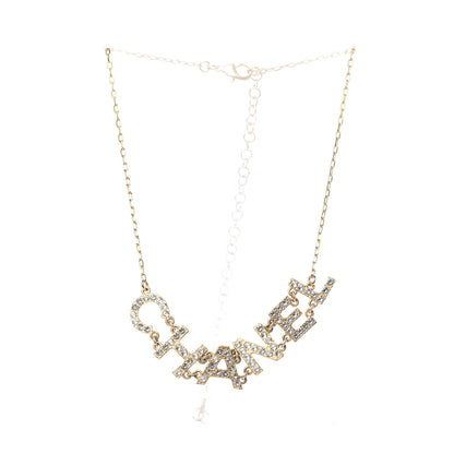Chanel Metal Crystal 90's Icon Logo Necklace Gold 2 of 4