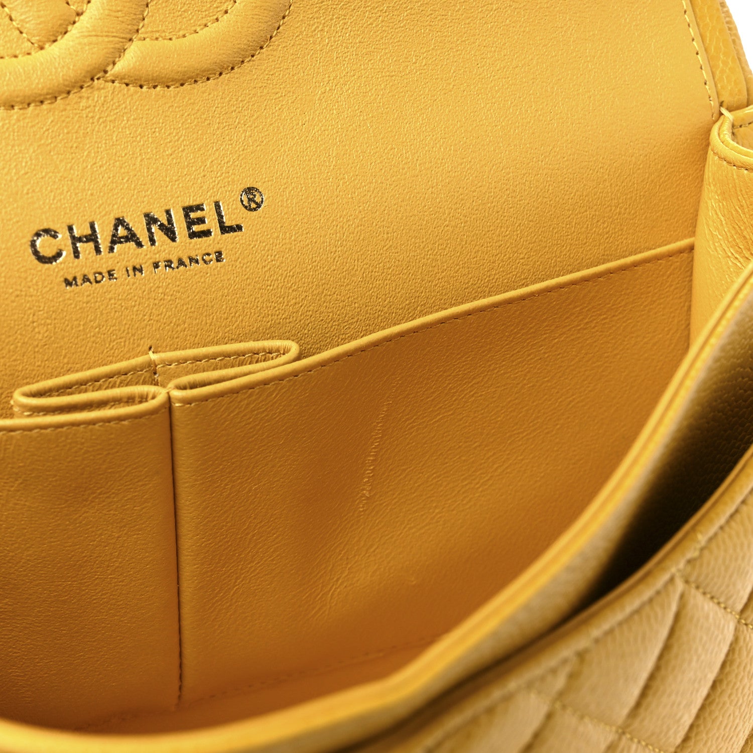 Chanel Caviar Quilted Medium Double Flap Yellow 12 of 12