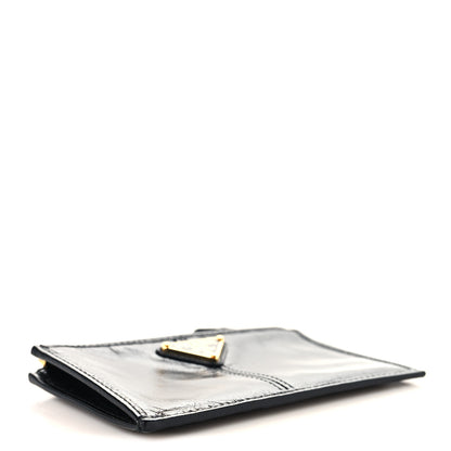 Prada Glossy Calfskin Triangle Zip Card Holder Black 4 of 7