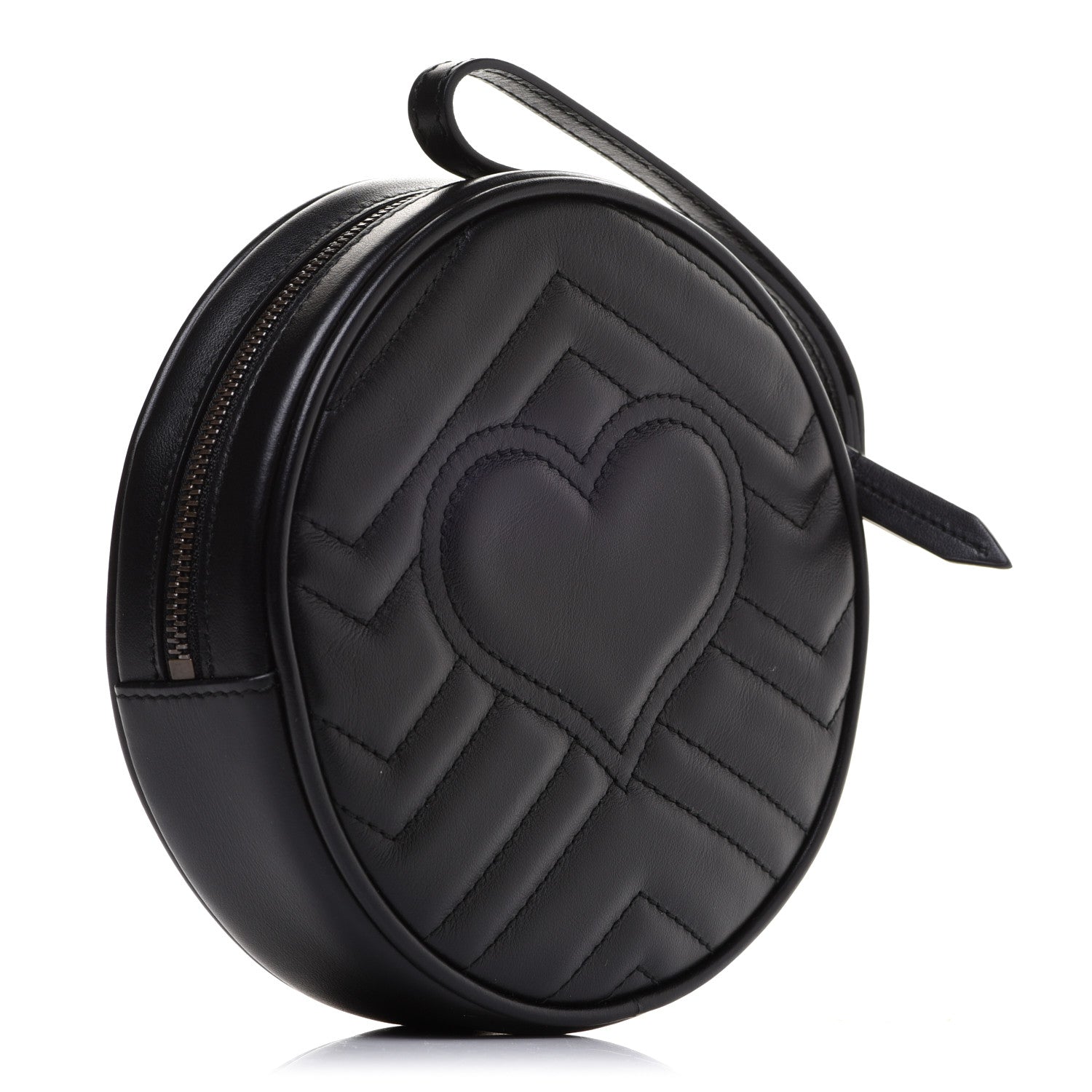 Gucci Calfskin Matelasse GG Marmont Round Wrist Wallet Black 4 of 9