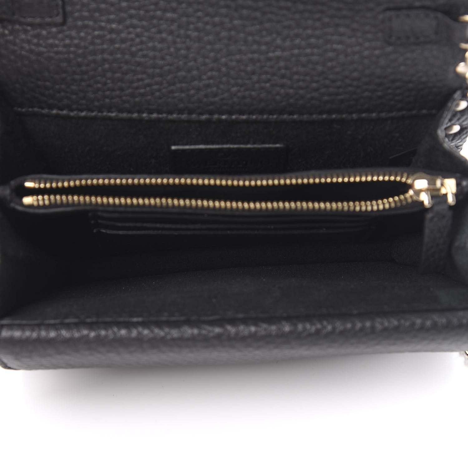 Valentino Garavani Pebbled Calfskin Rockstud Wallet on Chain Black 5 of 11