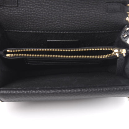 Valentino Garavani Pebbled Calfskin Rockstud Wallet on Chain Black 5 of 11