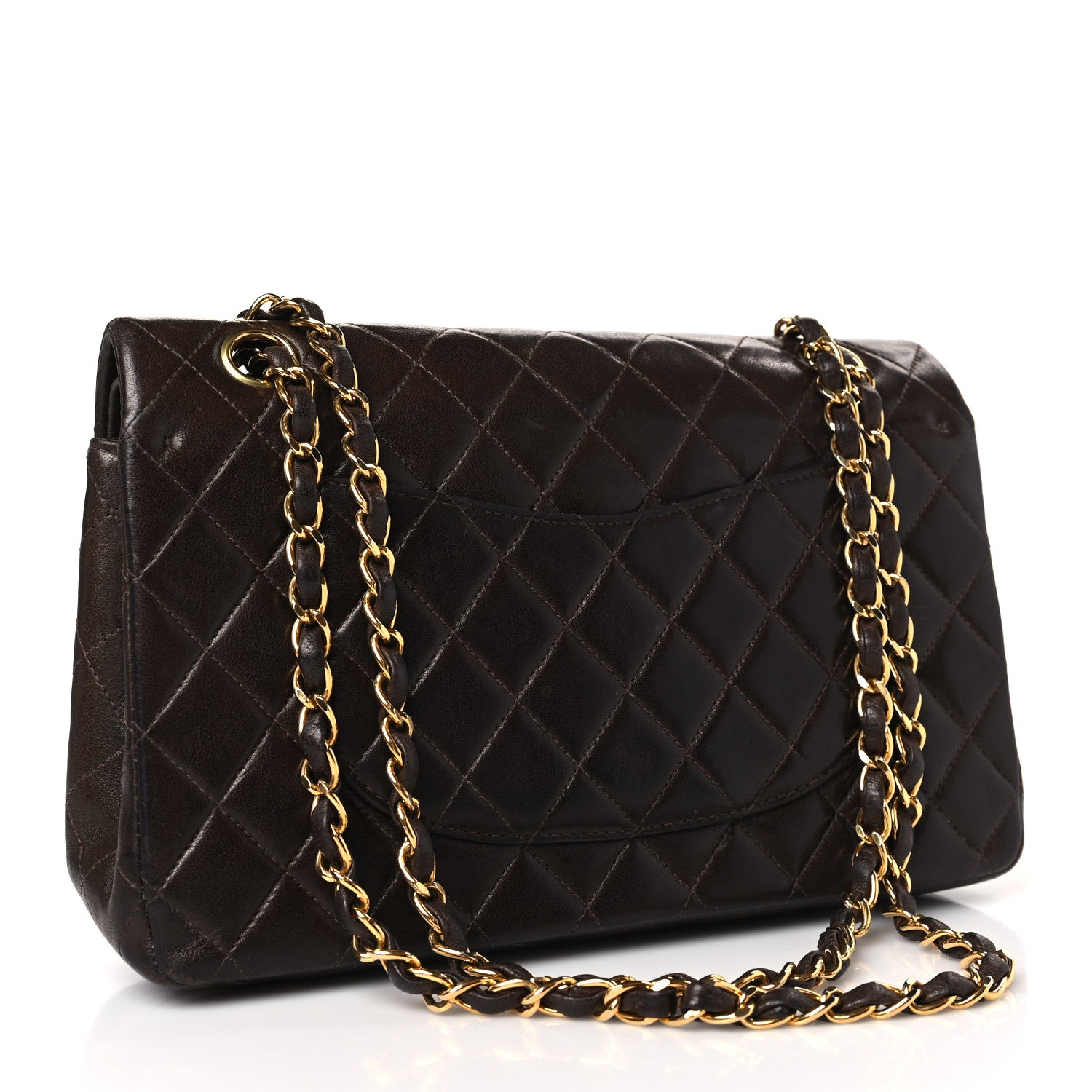 Chanel Lambskin Quilted Medium Double Flap Dark Brown 3 of 12