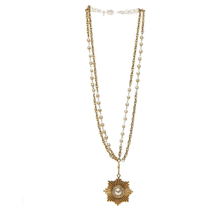 Chanel Pearl Crystal Necklace Gold 4 of 8