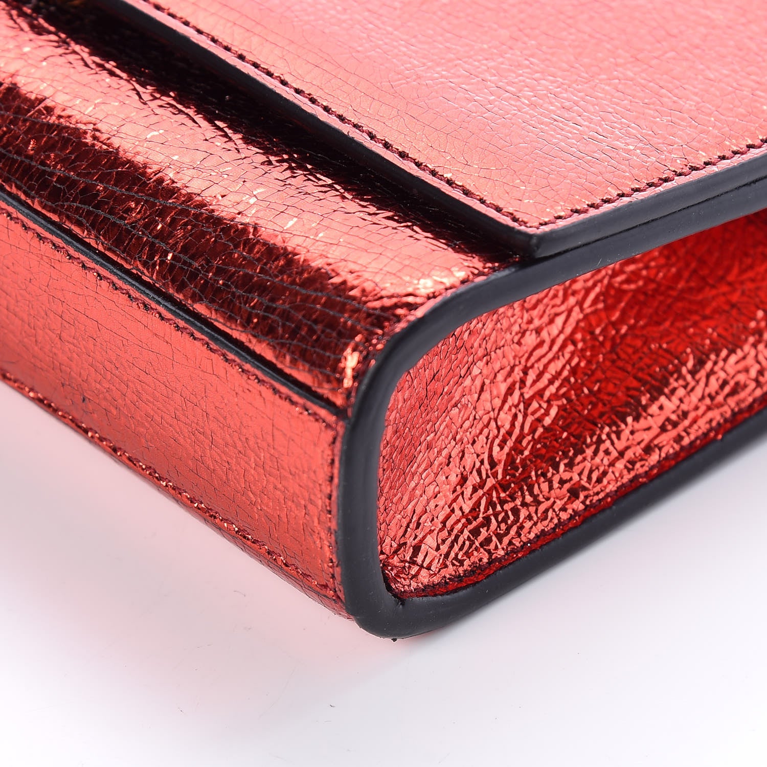 Saint Laurent Metallic Calfskin Small Classic Monogram Kate Satchel Red 6 of 8