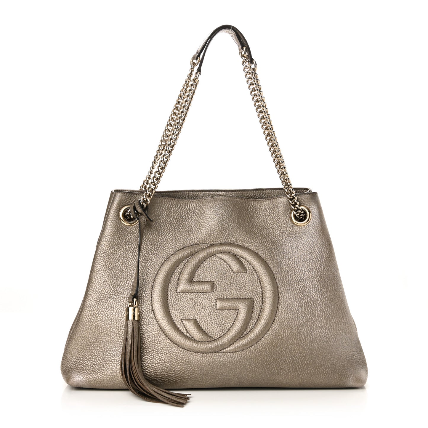 Metallic Pebbled Calfskin Medium Soho Chain Shoulder Bag Sasso