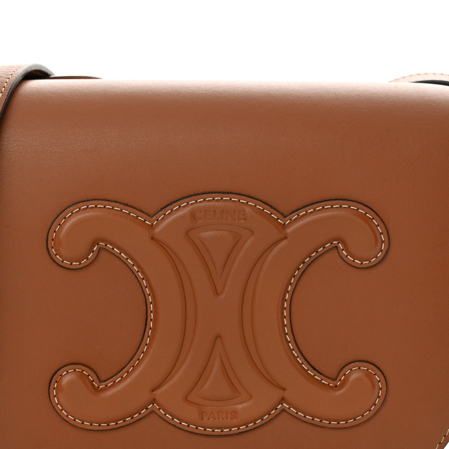 Smooth Calfskin Cuir Triomphe Folco Crossbody Bag Tan