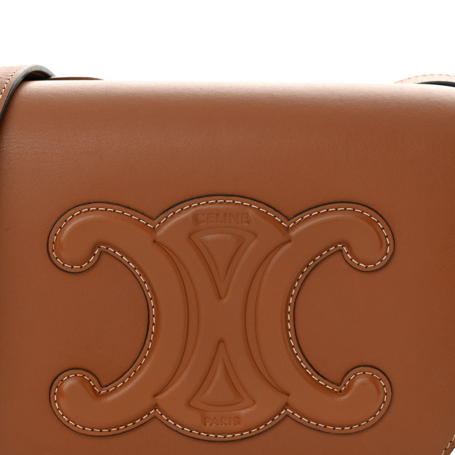 Celine Smooth Calfskin Cuir Triomphe Folco Crossbody Bag Tan 7 of 10