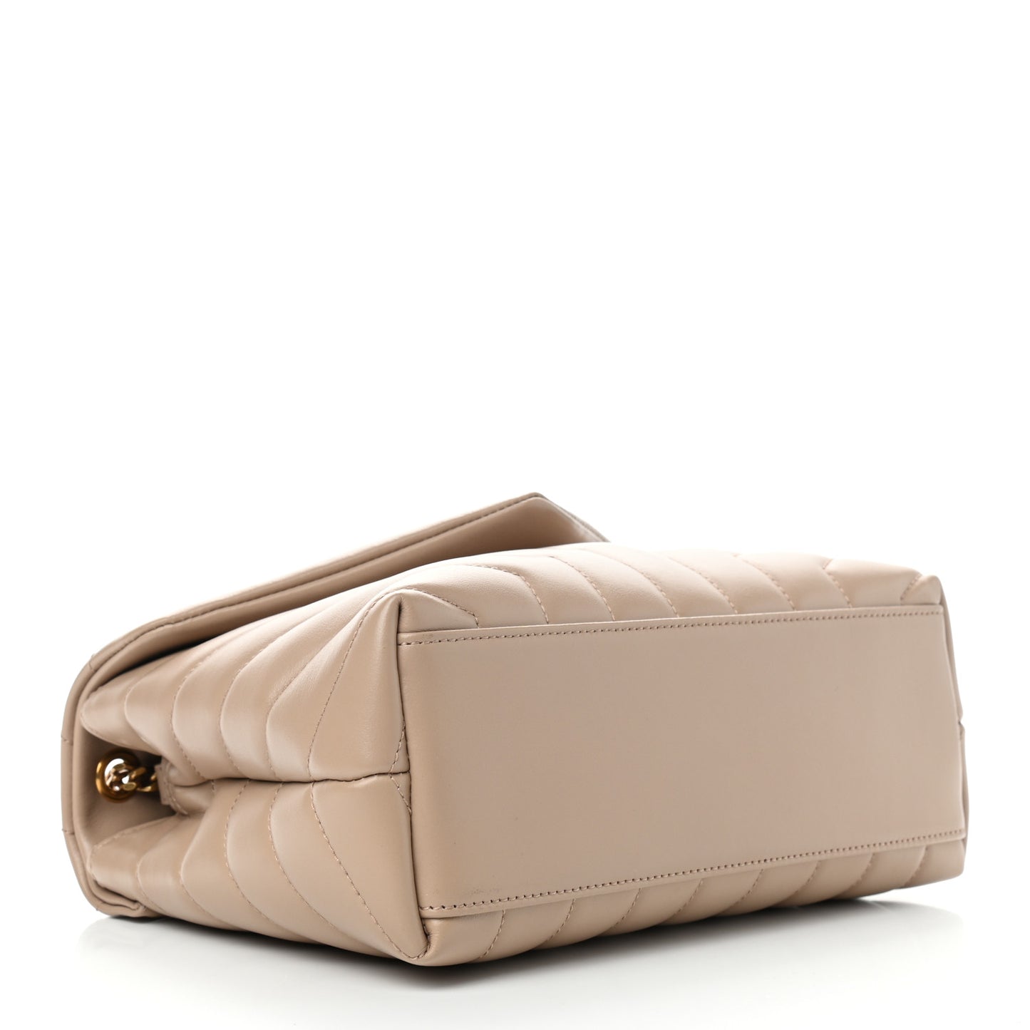 Calfskin Y Quilted Monogram Small Loulou Chain Satchel Dark Beige