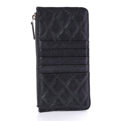 Chanel Iridescent Caviar Quilted Classic Flat Wallet Pouch Black 3 of 9