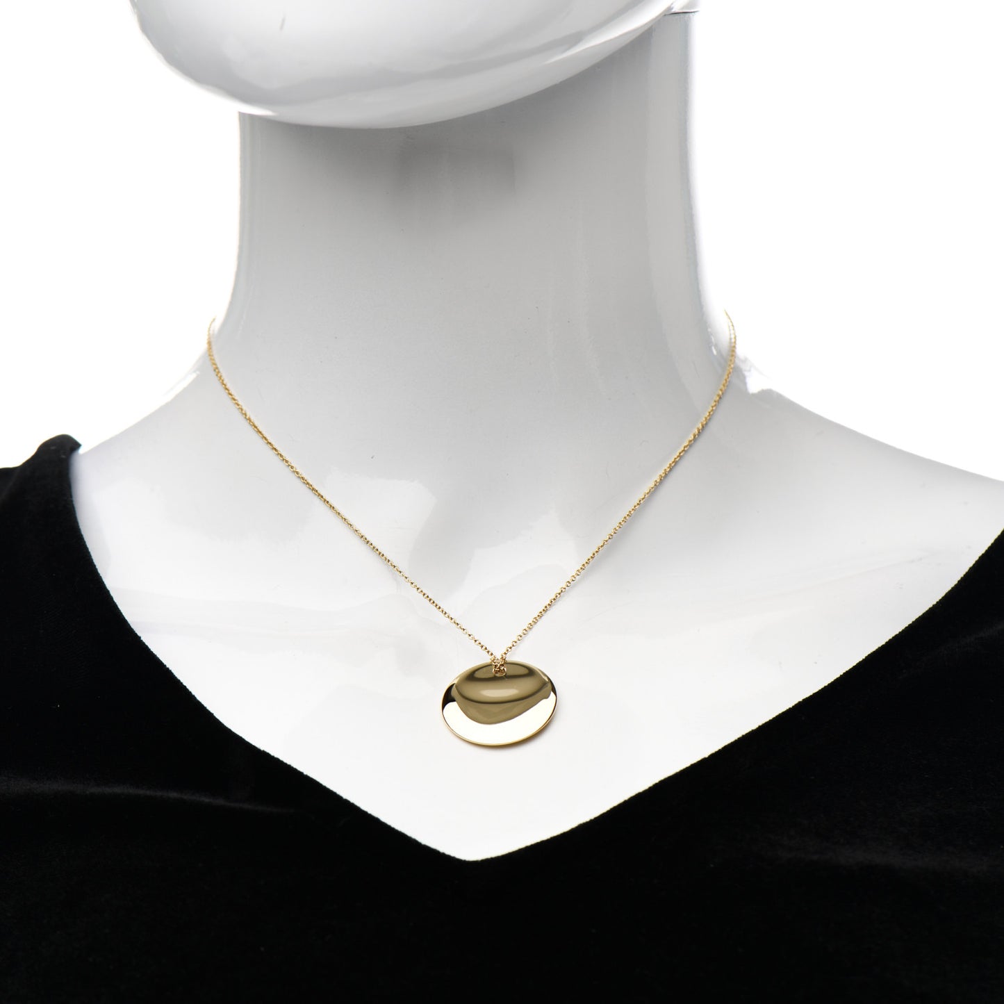 18K Yellow Gold Elsa Peretti Round Disc Pendant Necklace