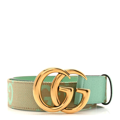 Gucci Monogram Jumbo GG Textured Dollar Calfskin Double G 75 30 Belt Mint Green 1 of 4