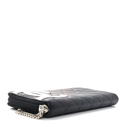 Chanel Calfskin Quilted Cambon Large Gusset Zip Around Wallet Black Silver 4 of 7