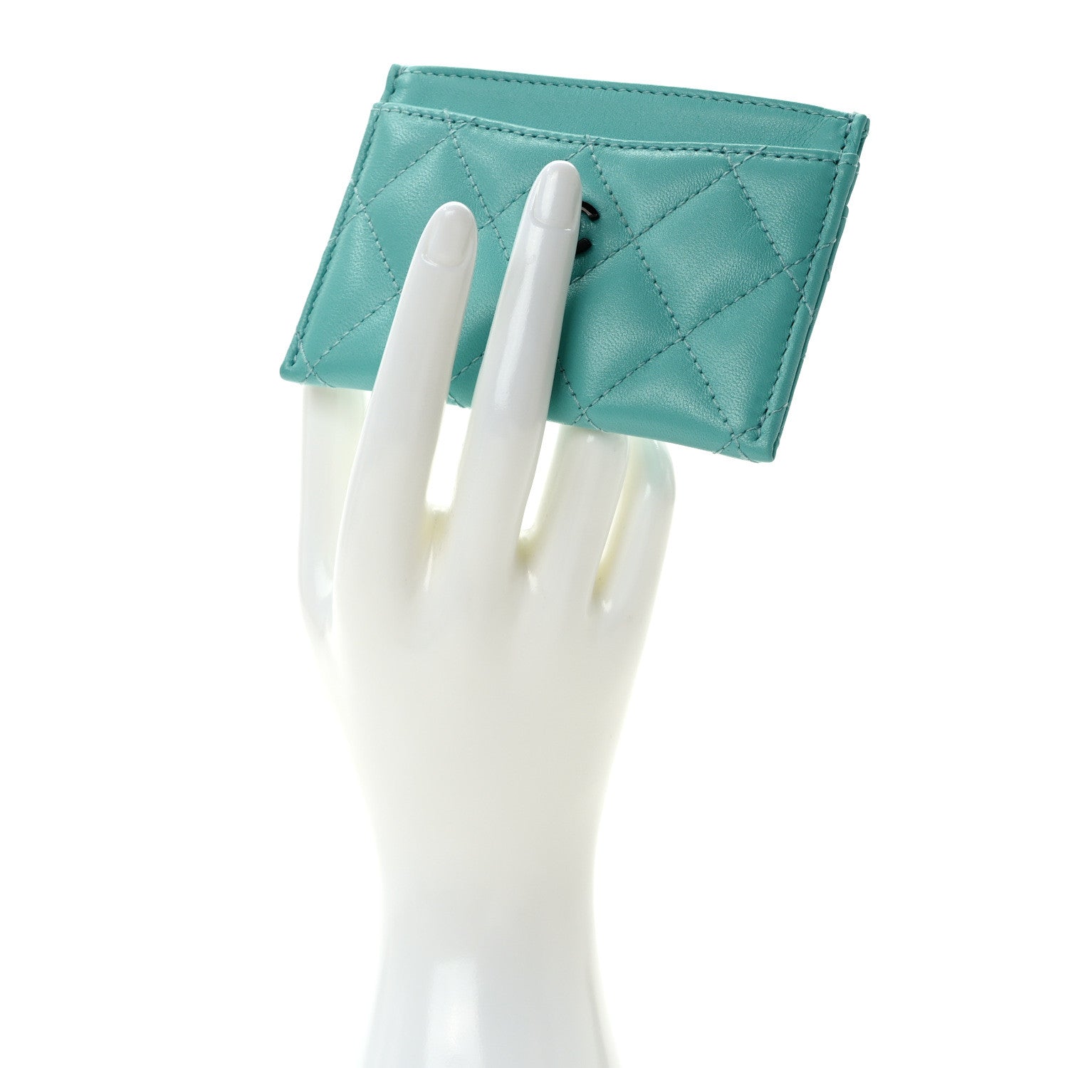 Chanel Lambskin Quilted Card Holder Turquoise 2 of 8