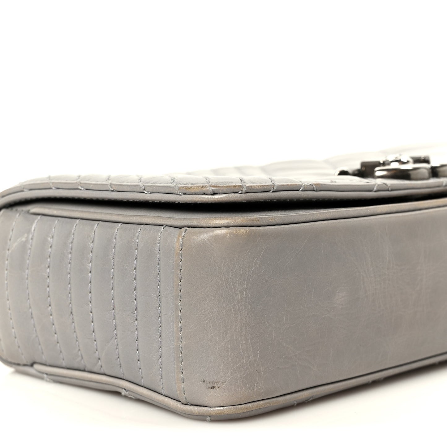Glazed Calfskin Quilted Small Coco Boy Flap Grey