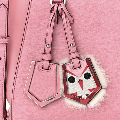 Fendi Vitello Elite Flamingo Mink Monster Charm Petite 2Jours Tote Pink Multicolor 7 of 9