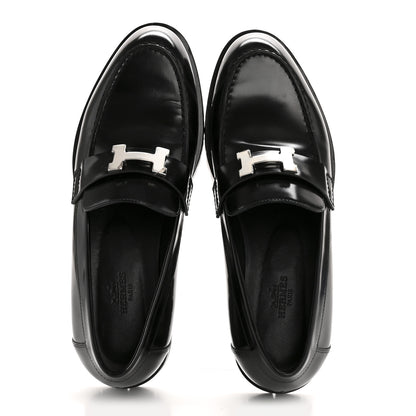 Hermes Calfskin Womens Faubourg Loafers 37 Black 2 of 10