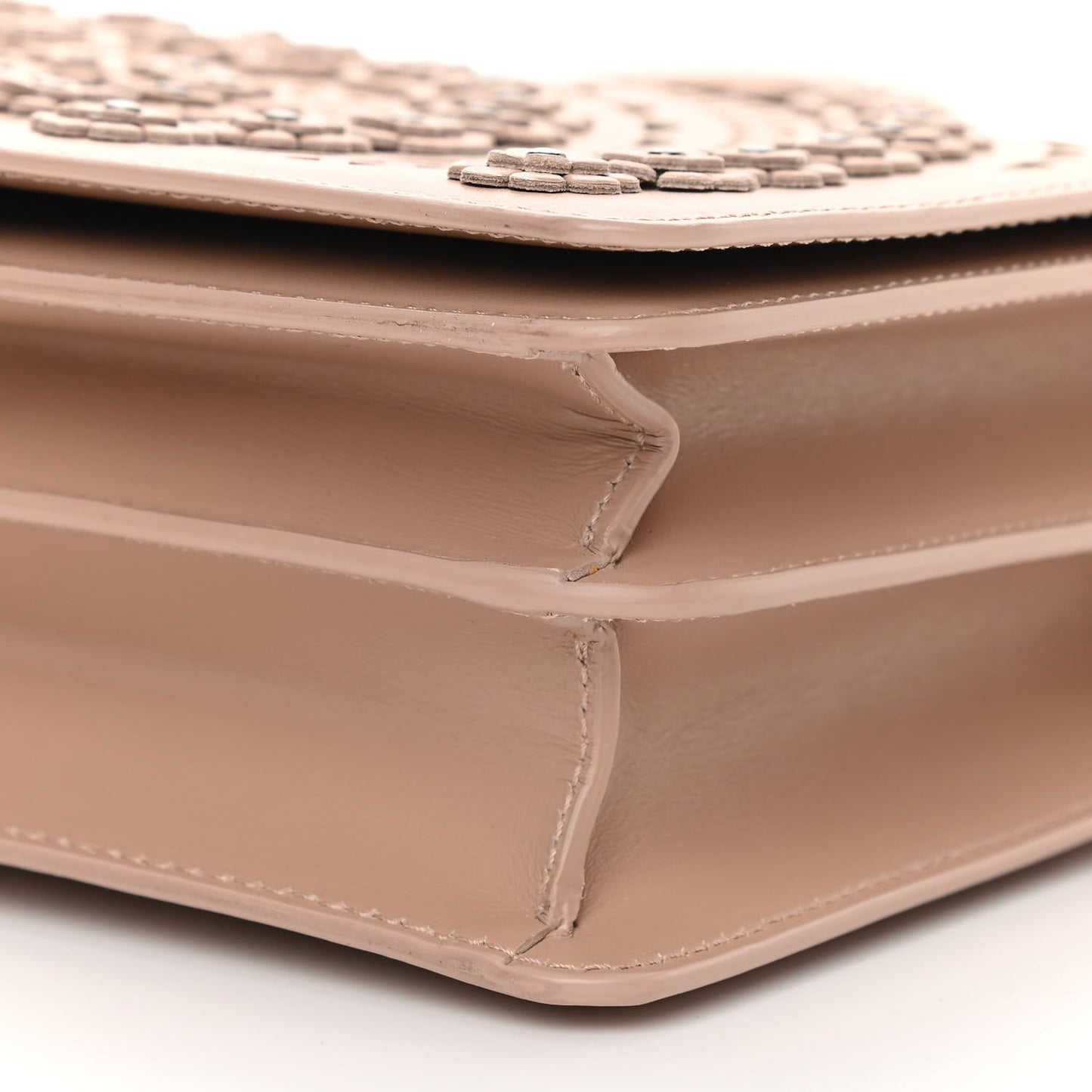 Calfskin Laser Cut Studded Medium Franca Crossbody Sable
