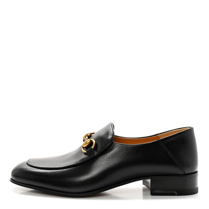 Gucci Goatskin Womens Horsebit Mid-Heel Loafers 38 Black 1 of 12