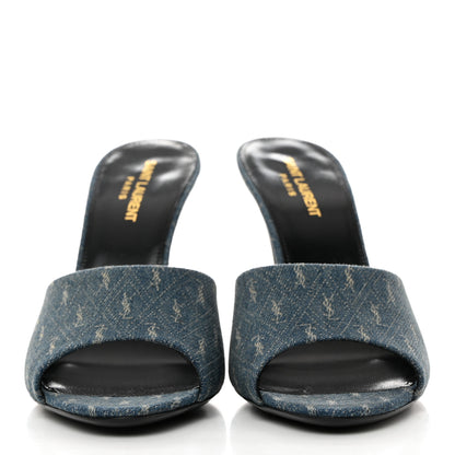 Saint Laurent Denim Monogram La 16 Mule Sandals 40 Blue Jeans 2 of 9