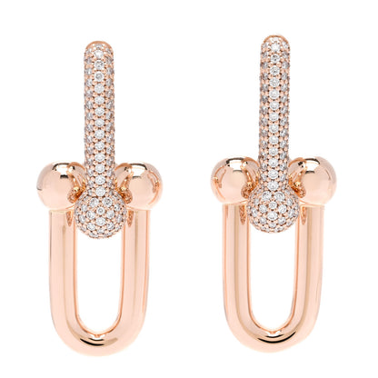 Tiffany 18K Rose Gold Diamond HardWear Link Earrings 1 of 5