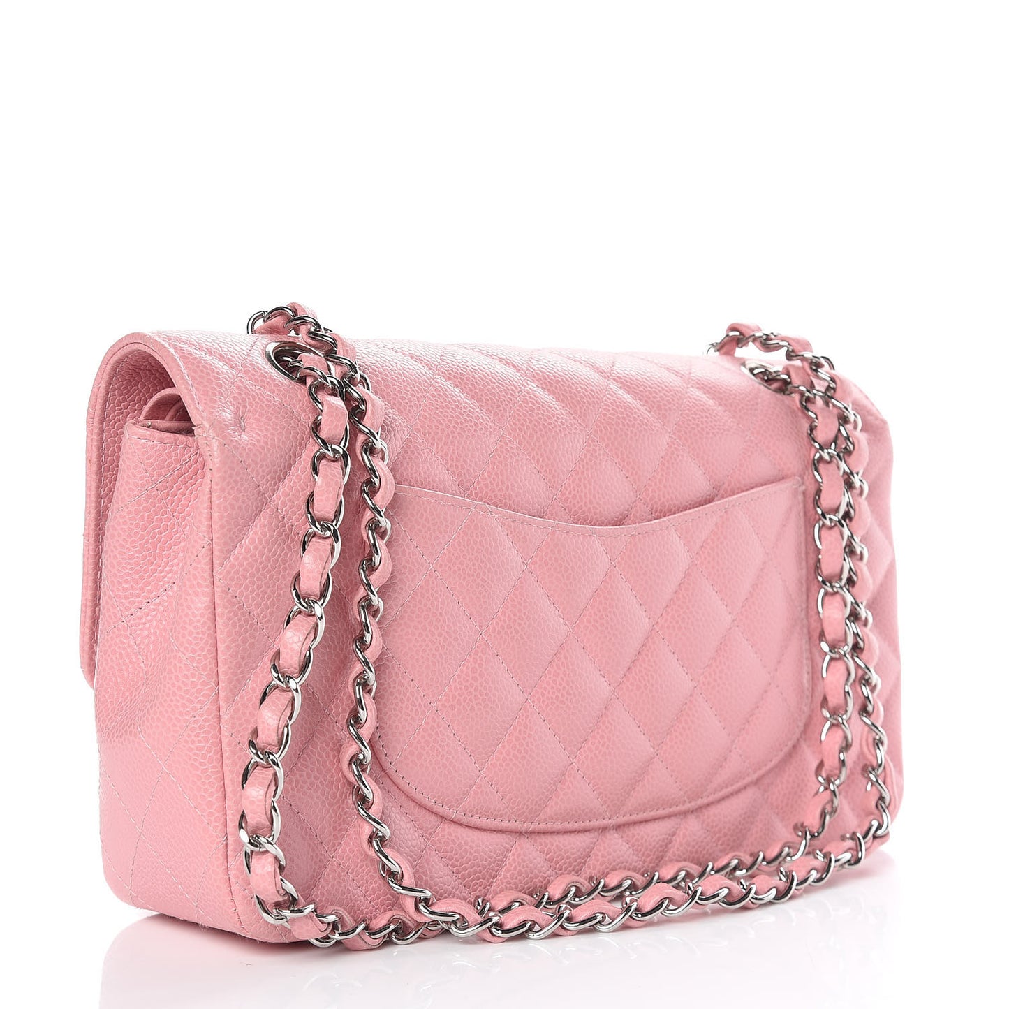 Caviar Quilted Medium Double Flap Pink