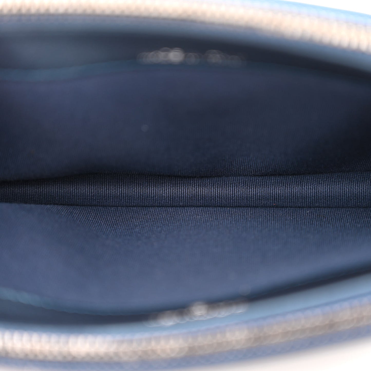 Metallic Caviar Quilted Small Boy Clutch With Chain Navy