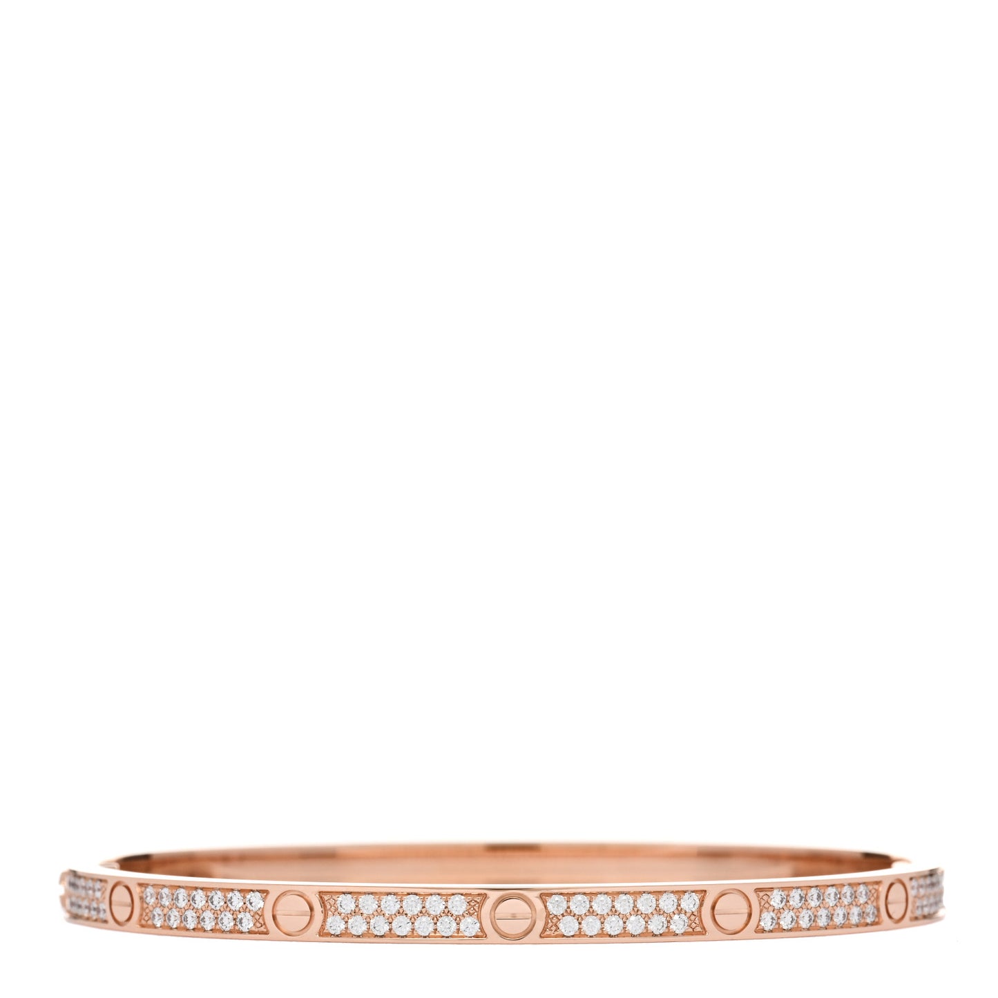 18K Pink Gold Diamond Small LOVE Paved Bracelet 16
