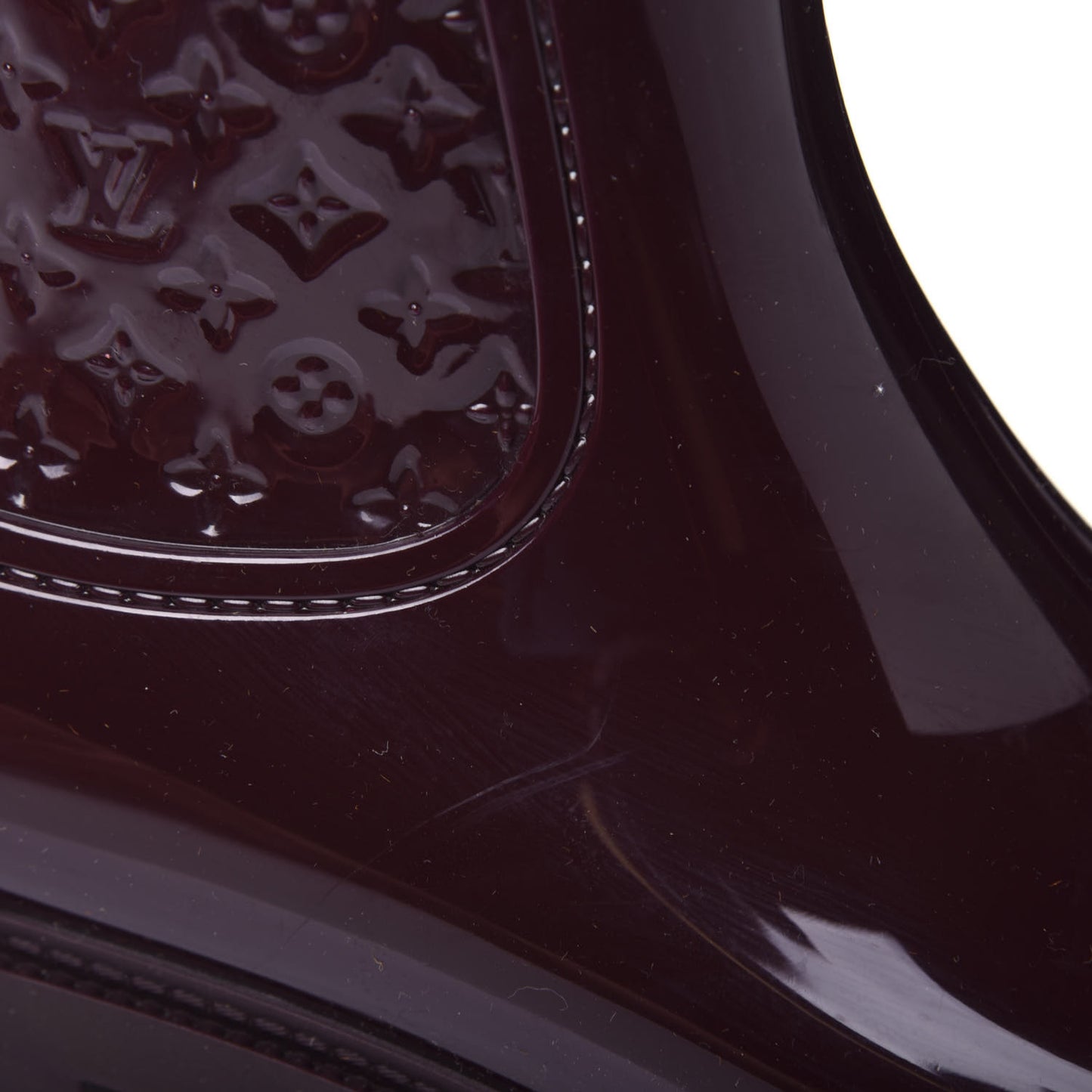 Rubber Embossed Monogram Splash Rain Boots 37 Burgundy