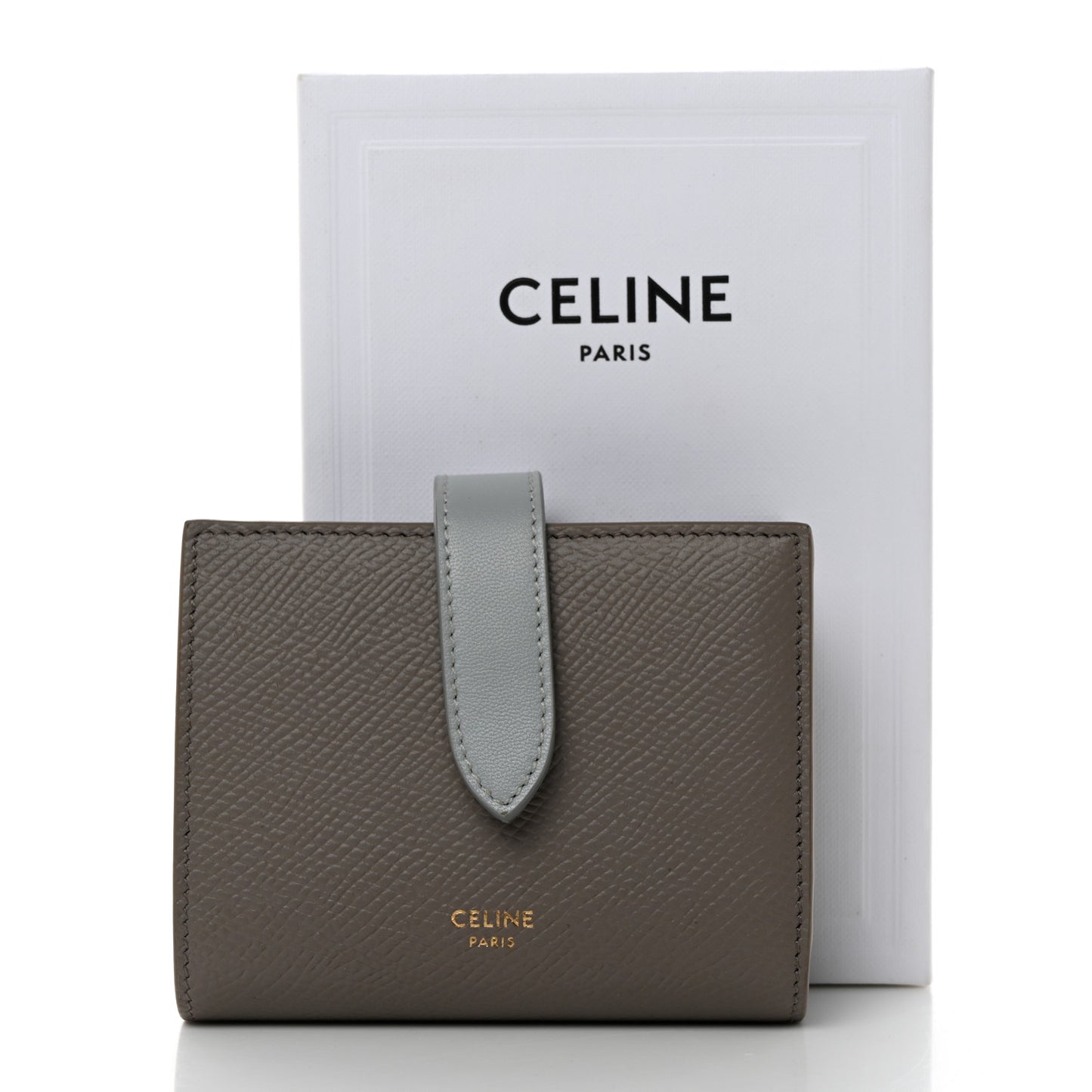 Grained Calfskin Small Multifunction Strap Wallet Pebble Mineral