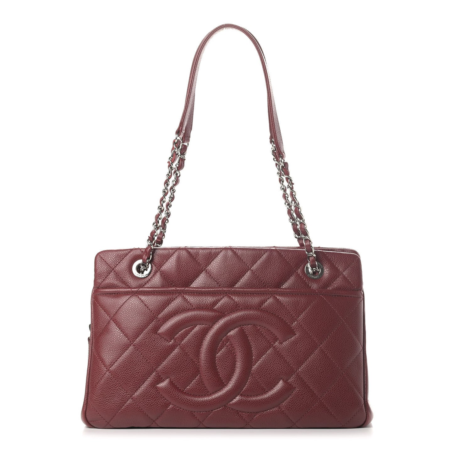 Caviar Quilted Timeless CC Soft Tote Dark Red