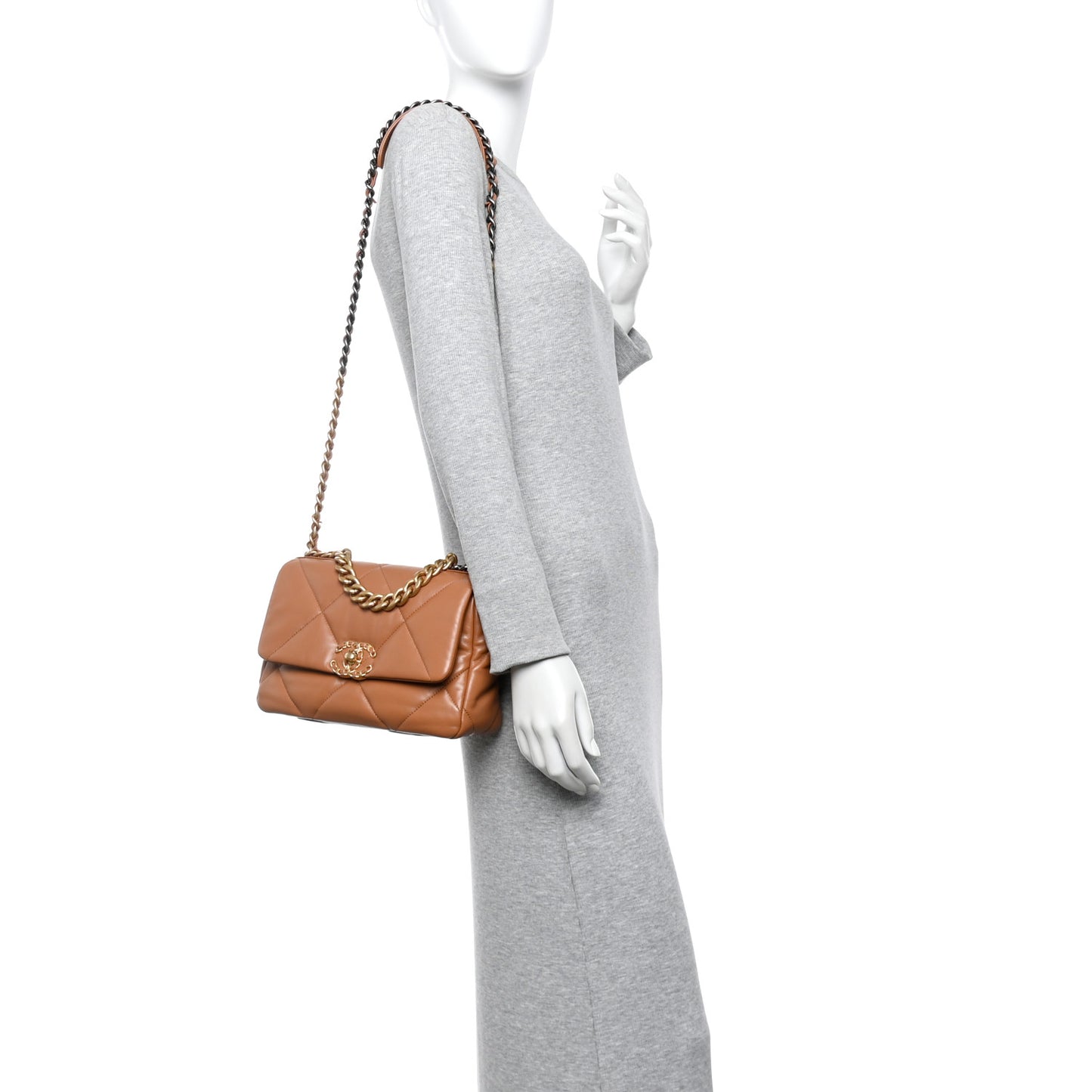 Lambskin Quilted Medium Chanel 19 Flap Brown