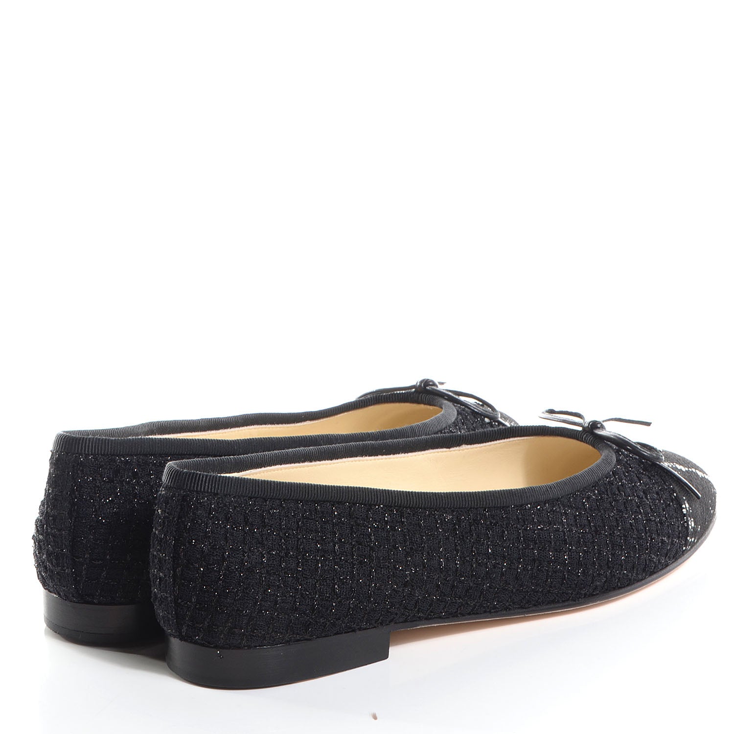 Chanel Tweed Cap Toe Ballet Flats 37 Black 4 of 8