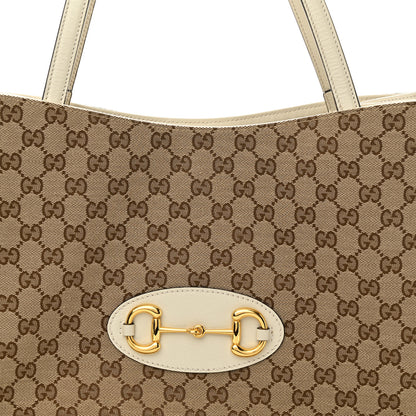 Gucci Monogram New Sakai Calfskin Lux Horsebit 1955 Tote Beige Ebony Mystic White 8 of 12