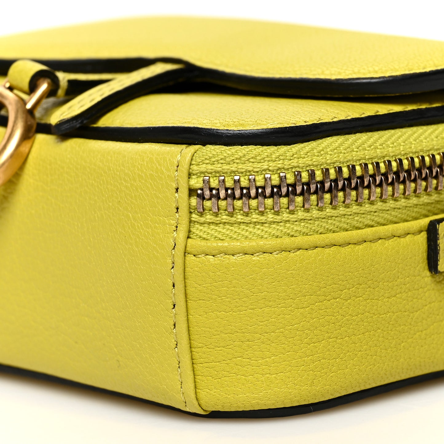 Goatskin Mini Saddle Shoulder Strap Pouch Lime