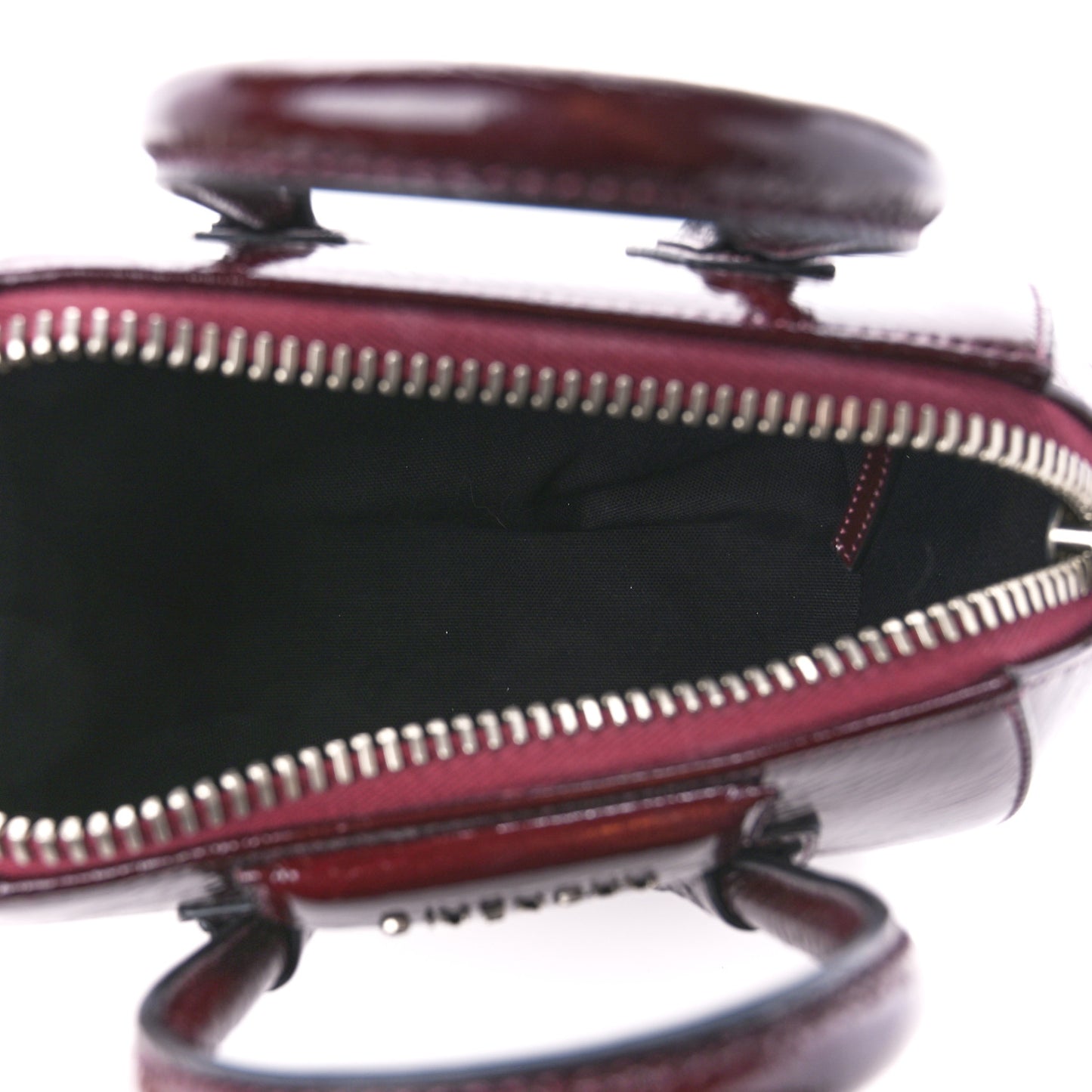 Crinkled Patent Calfskin Mini Antigona Aubergine