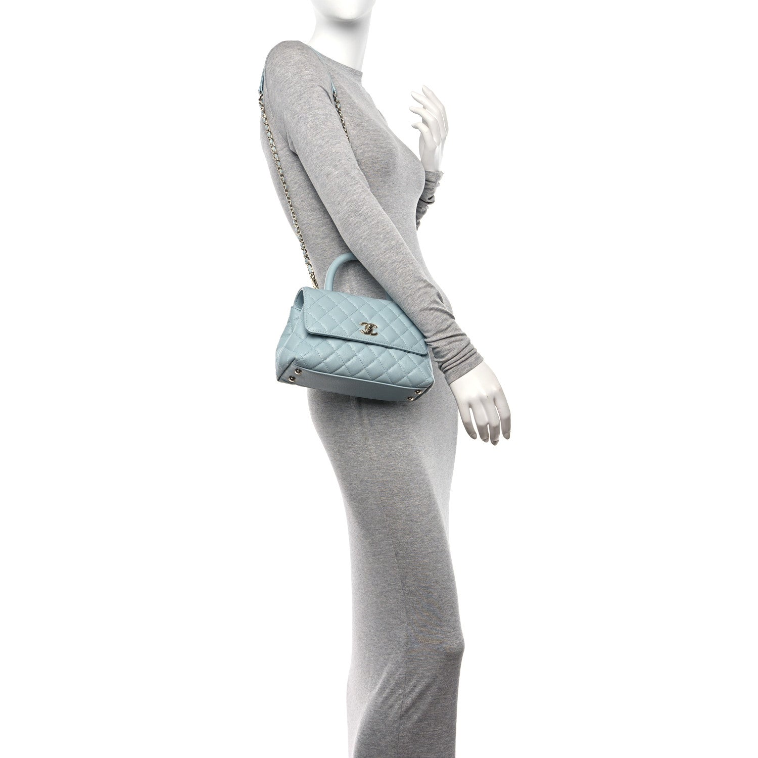 Chanel Caviar Quilted Mini Coco Handle Flap Light Blue 2 of 11