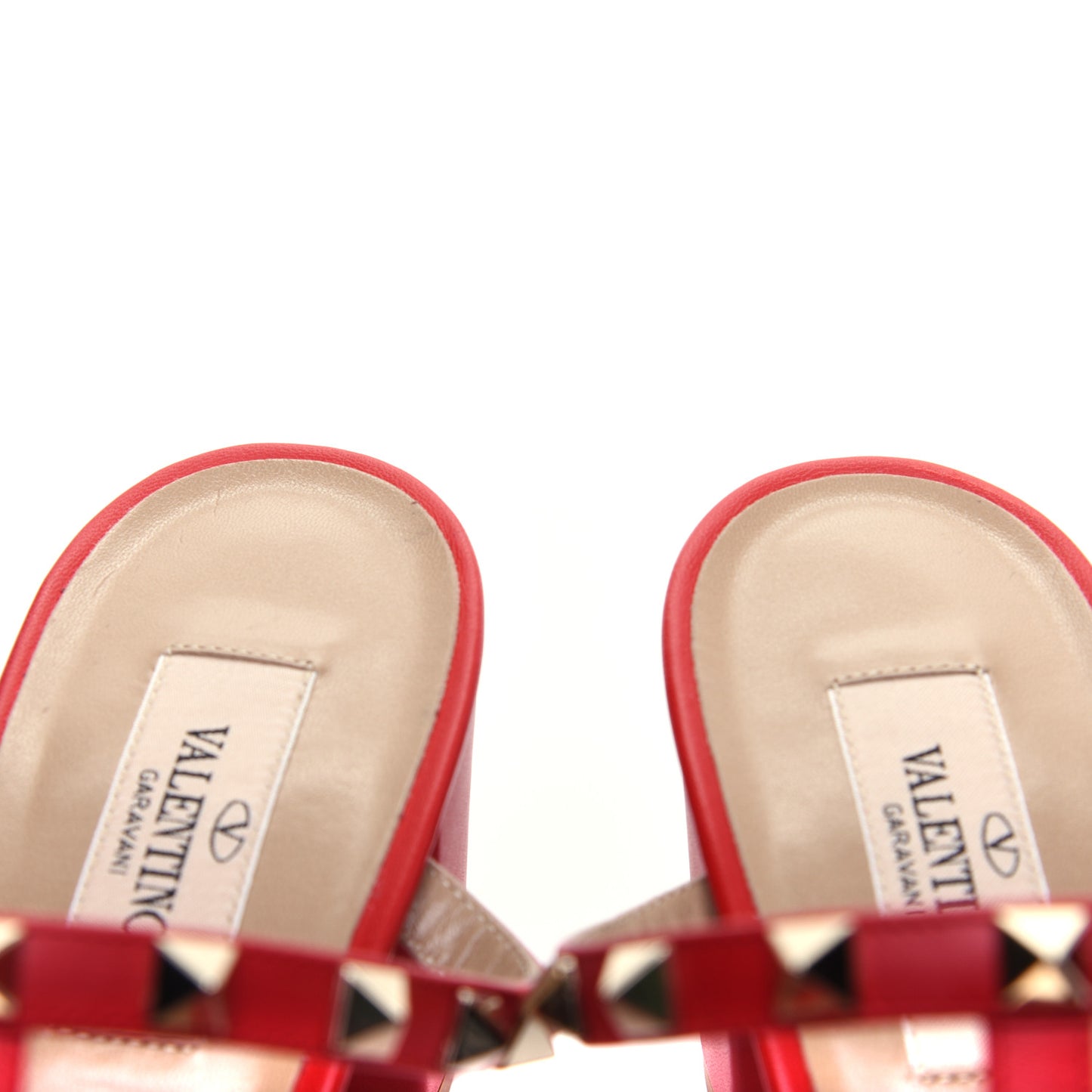 Calfskin Rockstud 60mm Caged Slide Sandals 41 Rosso Valentino